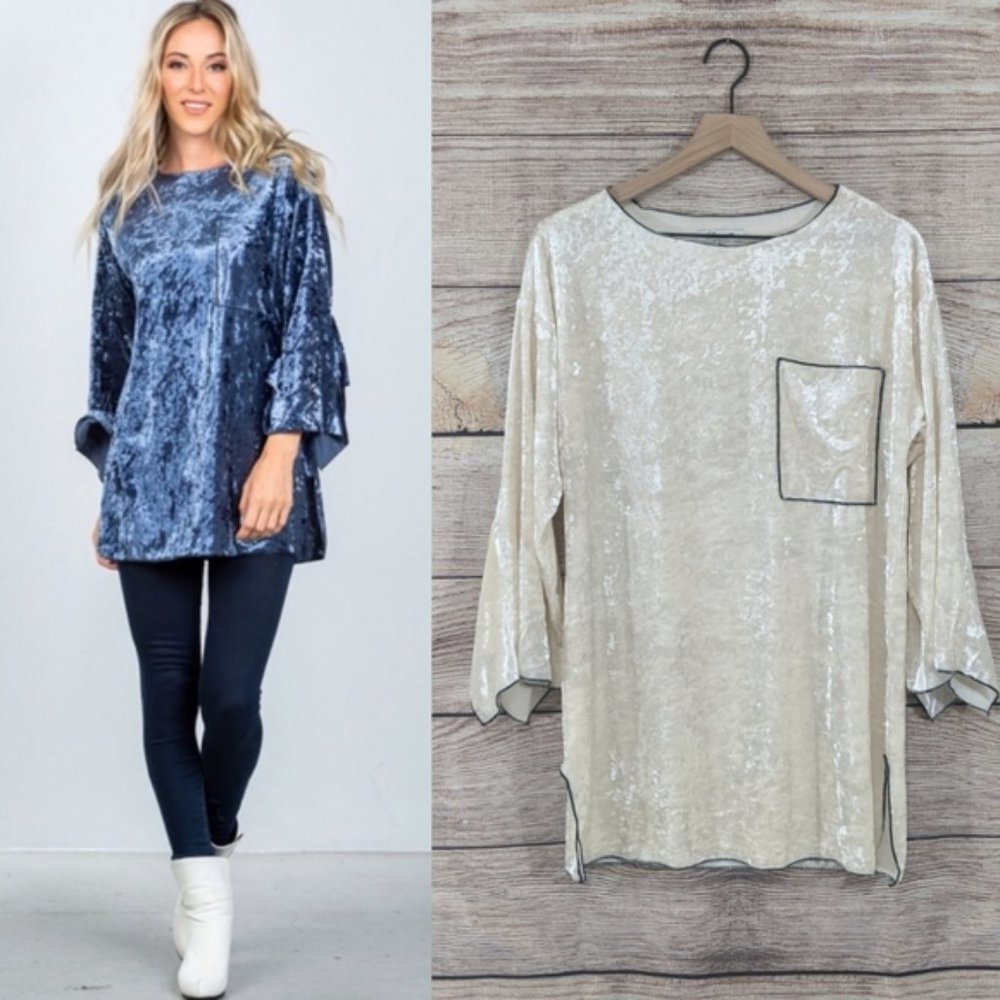 Sensemill crushed velvet bell sleeve tunic